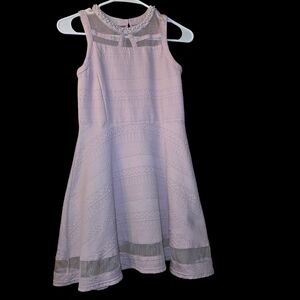 Girls Sleeveless Pinky Lavender Party Dress with Pearl Collar